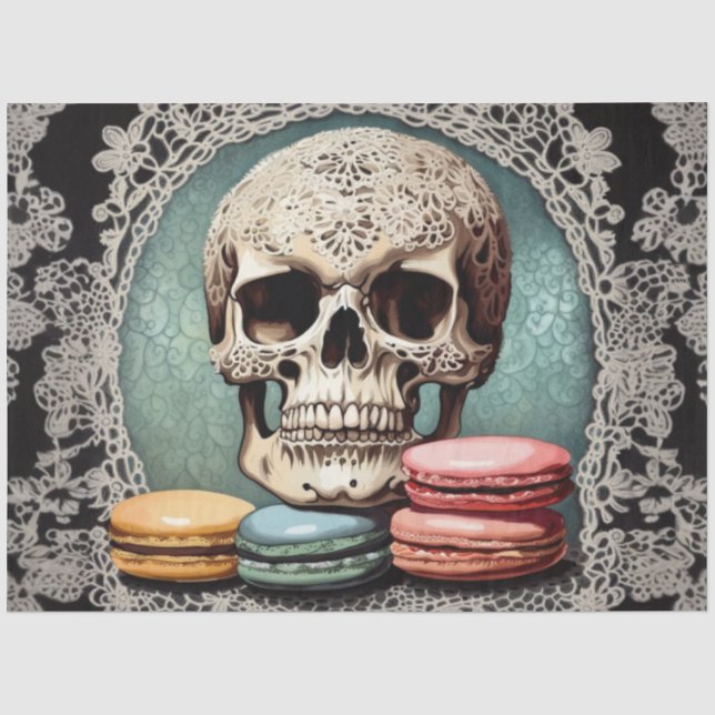 Macaron Lace Skull Decoupage Paper  (Front)