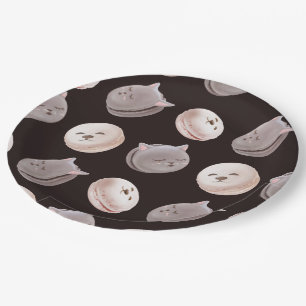 Macaron Parade – Kitty & Puppy Seamless Pattern Paper Plates