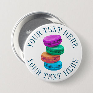 Macaron pinback buttons with personalized text