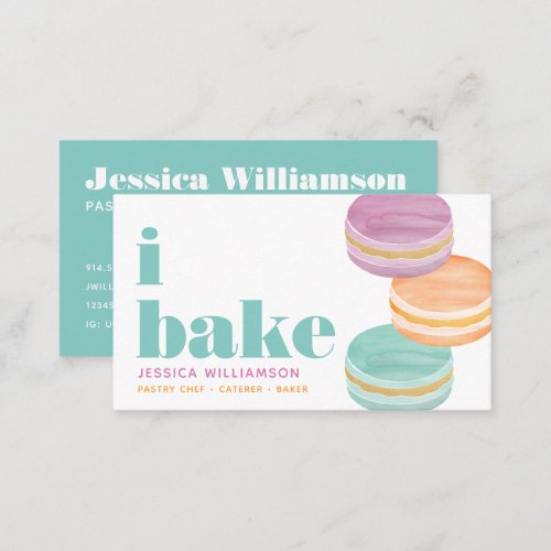 Macaron Purple Orange Turquoise Pastry Chef Bake Business Card