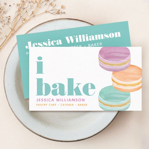 Macaron Purple Orange Turquoise Pastry Chef Bake Business Card