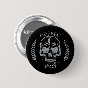 Macaron Québec Skull/Crane biker grunge noir Button