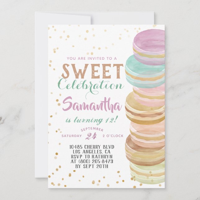Macaron Sweet Celebration Birthday Invitation (Front)