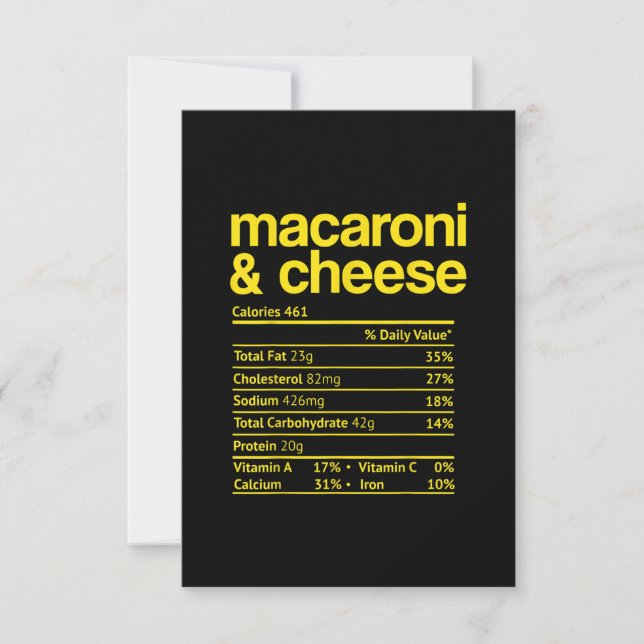 Macaroni and Cheese Nutrition Fact Thanksgiving Invitation (Front)