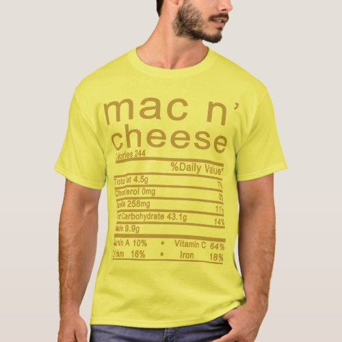 Macaroni and cheese Nutrition Facts Thanksgiving T_Shirt