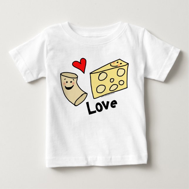 Macaroni Loves Cheese, Heart Girl/Boy Funny Cute Baby T-Shirt (Front)
