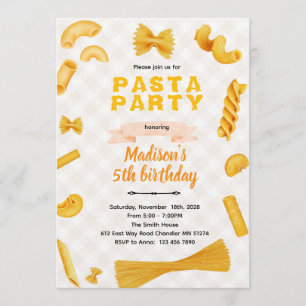 Macaroni Pasta Themed Birthday Invitation