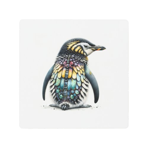 Macaroni Penguin Eudyptes chrysolophus IREF1114 _  Metal Print