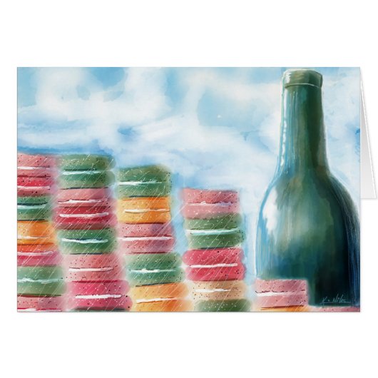 Macarons and Wine Note Card (Front Horizontal)