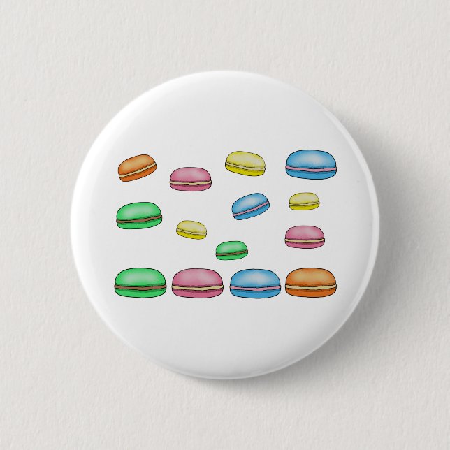 Macarons bakery French dessert food art Button (Front)