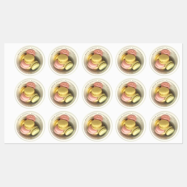 Macarons Bowl Photo Food Business Patisserie Labels (Sheet)