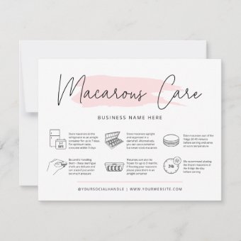 Macarons Care Guide Bakery Instructions Feminine Thank You Card Zazzle