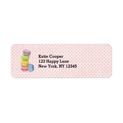 Macarons French Dessert in Pastel Watercolors Label