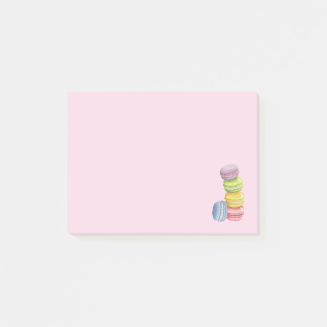 Macarons French Dessert in Pastel Watercolors Post-it Notes (Front)