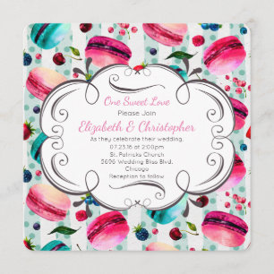 Macarons French Dessert in Watercolors Wedding Invitation