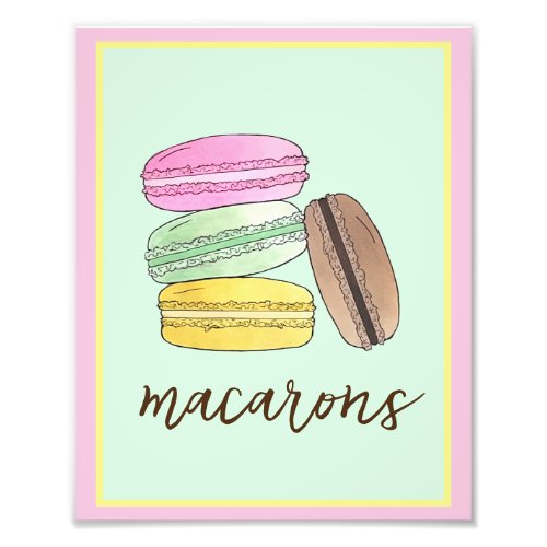 Macarons French Food Bakery Patisserie Cookies Photo Print