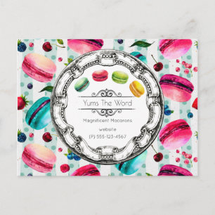 Macarons French Pastry in Watercolors Custom Postcard