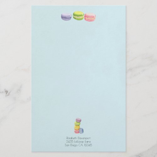 Macarons French Pastry in Watercolors Stationery