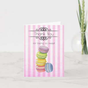 Macarons French Pastry Pastel Watercolor Thank You Card