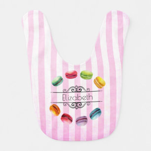 Macarons In A Circle   French Pastry in Watercolor Baby Bib