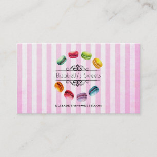 Macarons In A Circle French Pastry in Watercolor Business Card