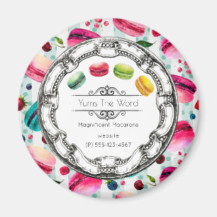 Macarons In A Circle French Pastry in Watercolor Magnet