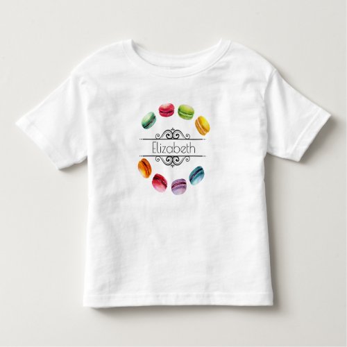 Macarons In A Circle  French Pastry in Watercolor Toddler T_shirt