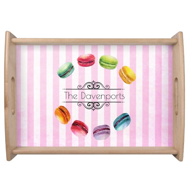 Macarons In A Circle | French Pastry Personalized Serving Tray (Front)