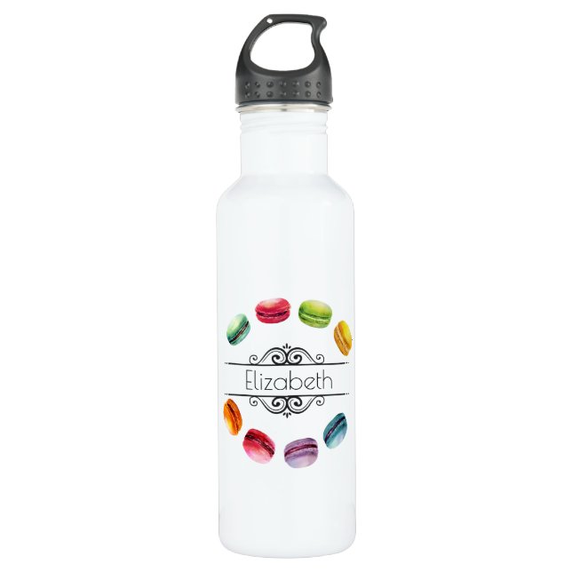 Macarons In A Circle Personalized Stainless Steel Water Bottle (Front)