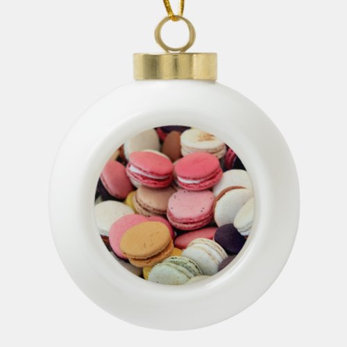Macarons in different colors ceramic ball christmas ornament