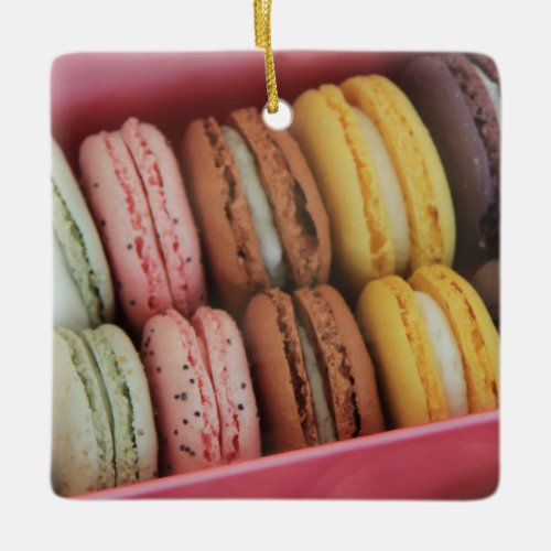 Macarons in different colors ceramic ornament