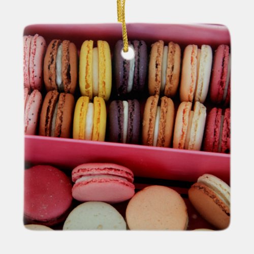 Macarons in different colors ceramic ornament