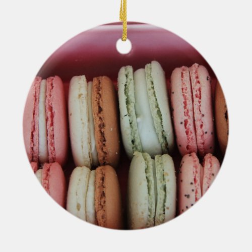 Macarons in different colors ceramic ornament