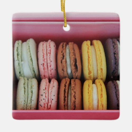 Macarons in different colors ceramic ornament