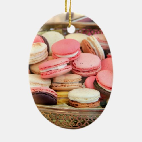 Macarons in different colors ceramic ornament