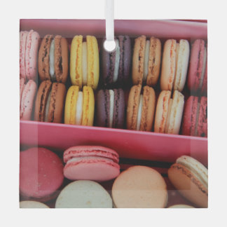 Macarons in different colors glass ornament