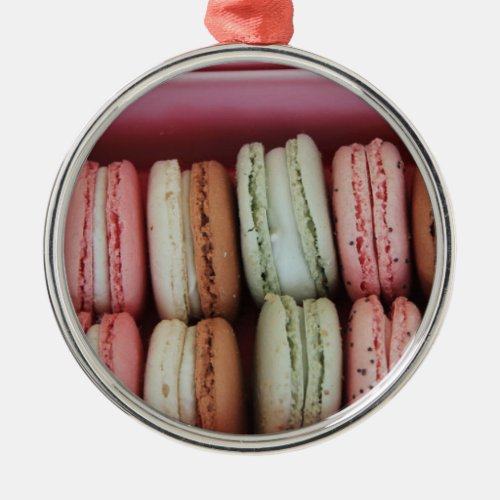 Macarons in different colors metal ornament