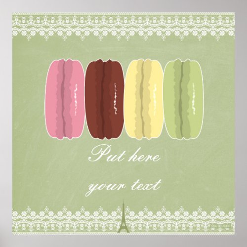 Macarons in Paris and Lace Poster