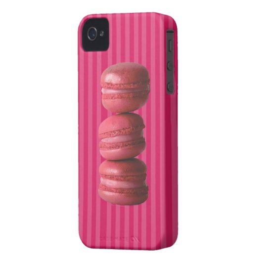 Macarons on French Stripes Case-Mate iPhone Case (Back Left)