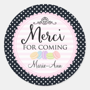 Merci Beaucoup Sticker Labels, 2 inch Merci Stickers French Thank