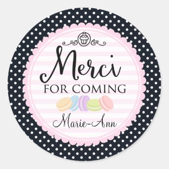 Macarons Party Thank You Merci 2inch Circle Classic Round Sticker by nslittleshop at Zazzle