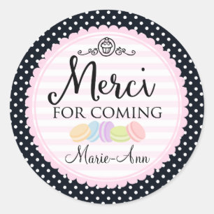 Macarons party thank you Merci 2inch circle Classic Round Sticker