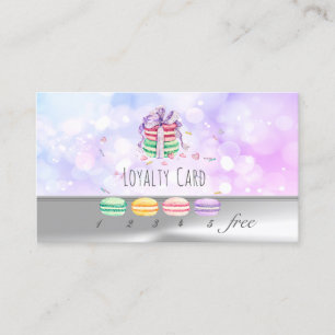 Macarons, Silver, Bokeh Loyalty Card