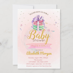 Macarons,Stars It's a Girl Baby Shower Invitation