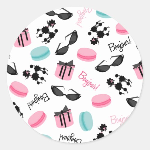 Macarons Sunglasses  Poodle Envelope Seal Sticker