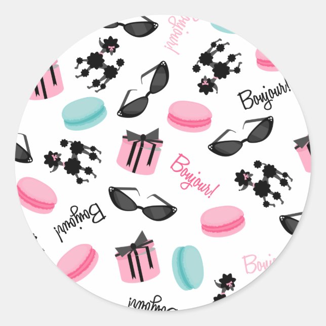 Macarons Sunglasses & Poodle Envelope Seal Sticker (Front)