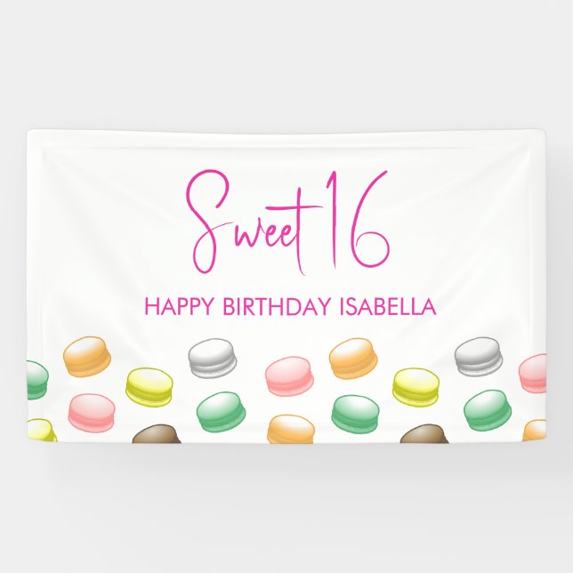 Macarons Sweet 16 Party Banner (Horizontal)