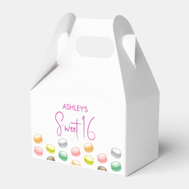 Macarons Sweet 16 Party Favor Boxes (Front Side)