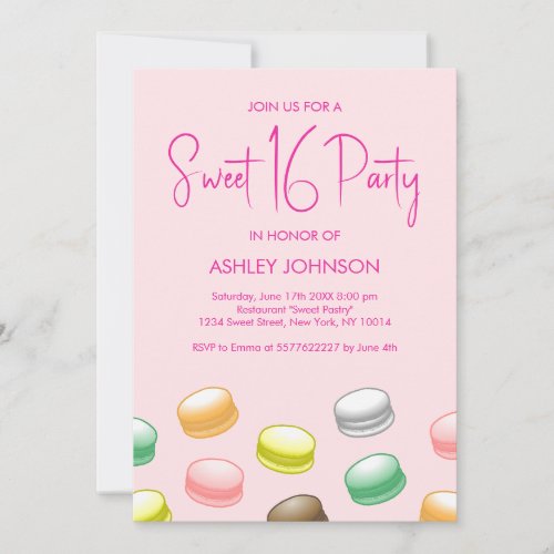 Macarons Sweet 16 Party Invitation
