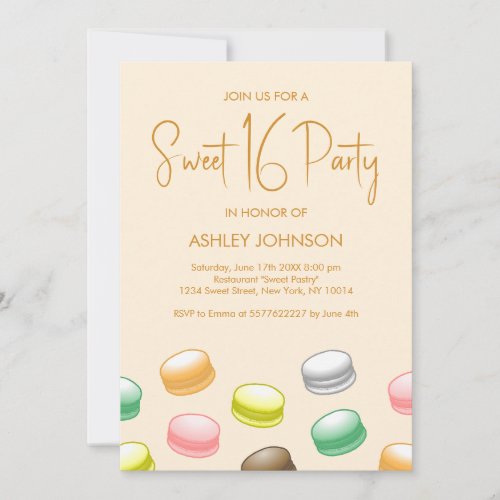 Macarons Sweet 16 Party Invitation